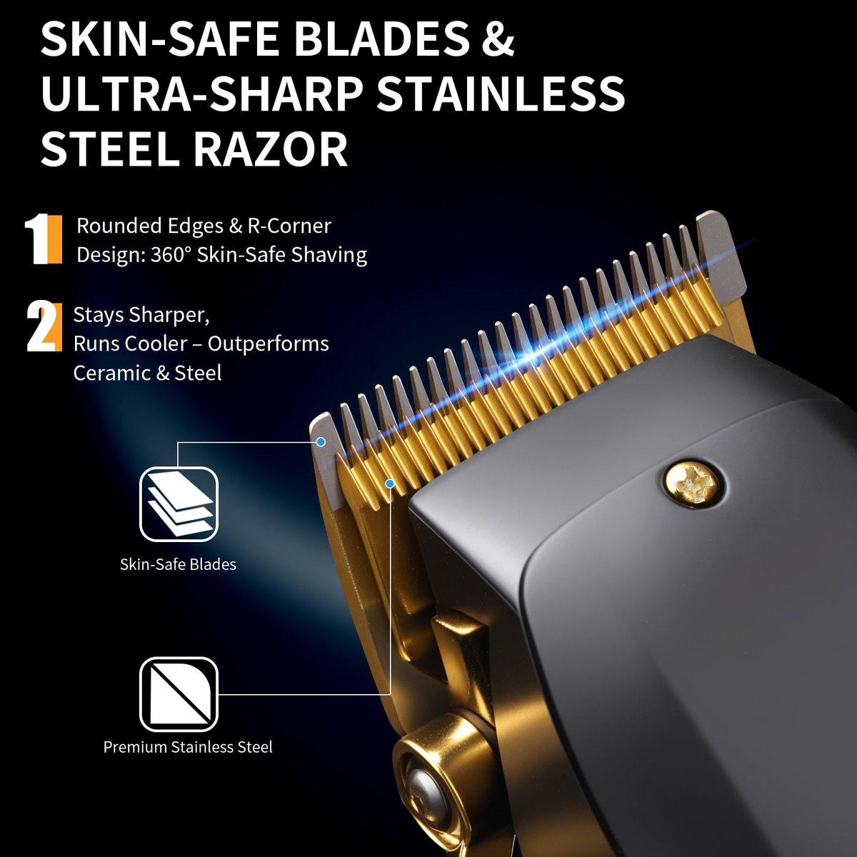 Elehomyou Cordless Hair Clippers for Men - 15-Piece Grooming Set with 8 Color-Coded Guards, Stainless Steel Blades, Beard Trimmer & Barber Accessories Avelisse