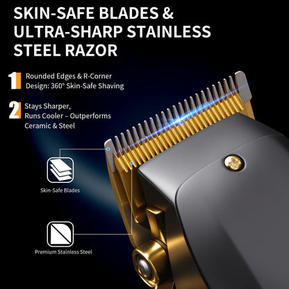 Elehomyou Cordless Hair Clippers for Men - 15-Piece Grooming Set with 8 Color-Coded Guards, Stainless Steel Blades, Beard Trimmer & Barber Accessories Avelisse