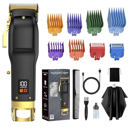 Elehomyou Cordless Hair Clippers for Men - 15-Piece Grooming Set with 8 Color-Coded Guards, Stainless Steel Blades, Beard Trimmer & Barber Accessories Avelisse