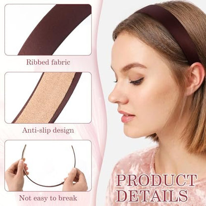 Incinkod 6 Pcs 1 Inch Thick Headbands for Women - Fashion Wide Headbands, Trendy Elastic Cute Headband, Fall Head Bands (6 Colors)