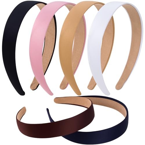 Incinkod 6 Pcs 1 Inch Thick Headbands for Women - Fashion Wide Headbands, Trendy Elastic Cute Headband, Fall Head Bands (6 Colors) - görsel 2