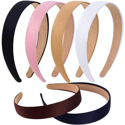 Incinkod 6 Pcs 1 Inch Thick Headbands for Women - Fashion Wide Headbands, Trendy Elastic Cute Headband, Fall Head Bands (6 Colors)