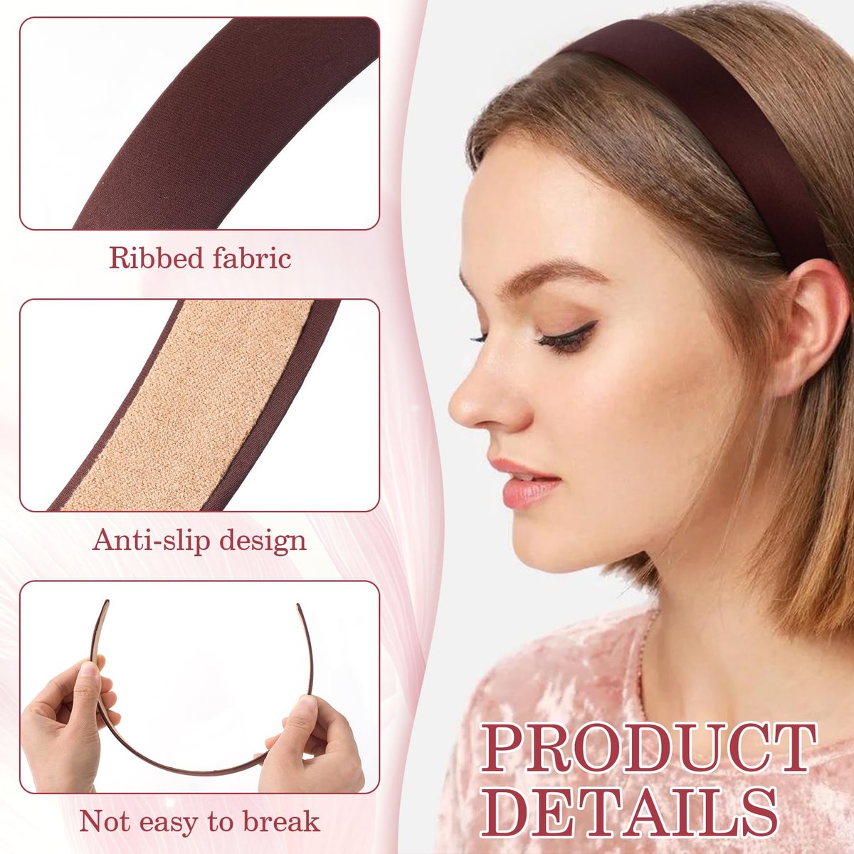 Incinkod 6 Pcs 1 Inch Thick Headbands for Women - Fashion Wide Headbands, Trendy Elastic Cute Headband, Fall Head Bands (6 Colors) - görsel 5