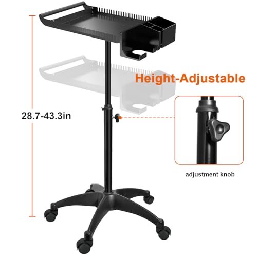 Hairstylist Rolling Cart with Wheels – Salon Tray Cart, Braiding Hair Rack, Coloring Tray & Holder, Rolling Tool Trolley Organizer Avelisse