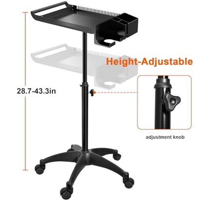 Hairstylist Rolling Cart with Wheels – Salon Tray Cart, Braiding Hair Rack, Coloring Tray & Holder, Rolling Tool Trolley Organizer Avelisse