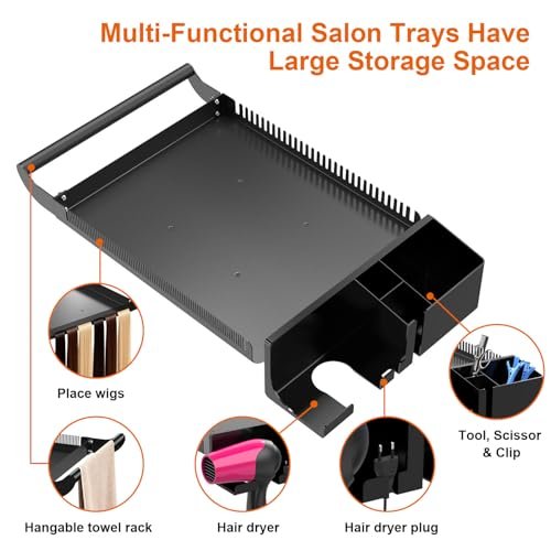 Hairstylist Rolling Cart with Wheels – Salon Tray Cart, Braiding Hair Rack, Coloring Tray & Holder, Rolling Tool Trolley Organizer Avelisse