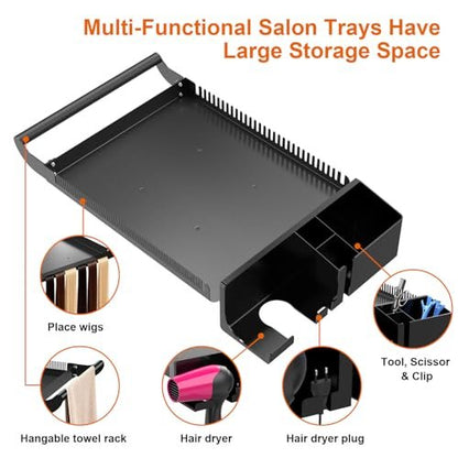 Hairstylist Rolling Cart with Wheels – Salon Tray Cart, Braiding Hair Rack, Coloring Tray & Holder, Rolling Tool Trolley Organizer Avelisse