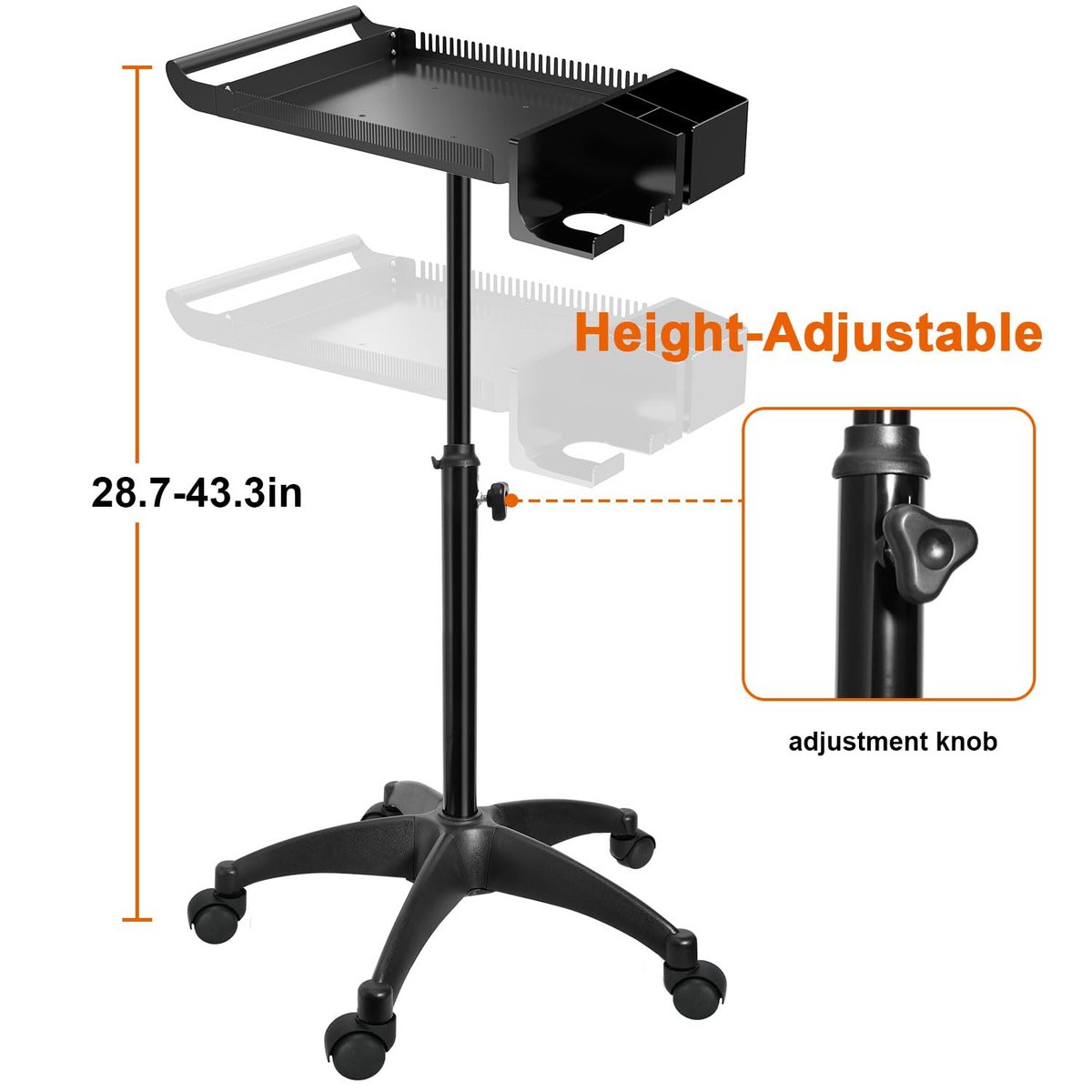 Hairstylist Rolling Cart with Wheels – Salon Tray Cart, Braiding Hair Rack, Coloring Tray & Holder, Rolling Tool Trolley Organizer Avelisse