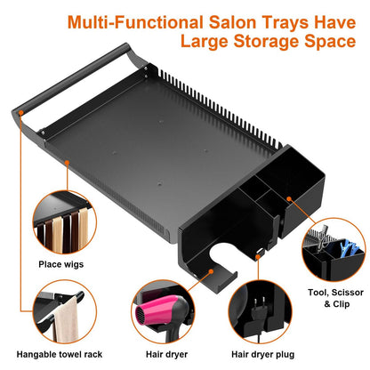 Hairstylist Rolling Cart with Wheels – Salon Tray Cart, Braiding Hair Rack, Coloring Tray & Holder, Rolling Tool Trolley Organizer Avelisse