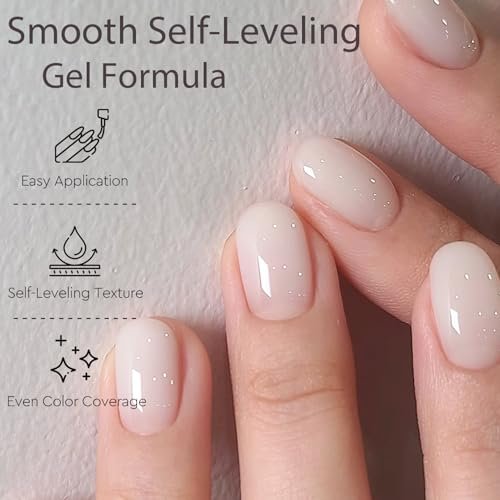 AZUREBEAUTY Milky White Gel Nail Polish 18ML - Sheer Jelly Translucent White Soak Off UV/LED, Self-Leveling & Long Lasting for French Manicure & Natural Nail Look Avelisse