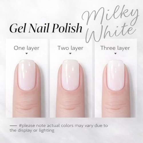 AZUREBEAUTY Milky White Gel Nail Polish 18ML - Sheer Jelly Translucent White Soak Off UV/LED, Self-Leveling & Long Lasting for French Manicure & Natural Nail Look Avelisse
