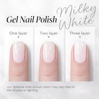 AZUREBEAUTY Milky White Gel Nail Polish 18ML - Sheer Jelly Translucent White Soak Off UV/LED, Self-Leveling & Long Lasting for French Manicure & Natural Nail Look Avelisse