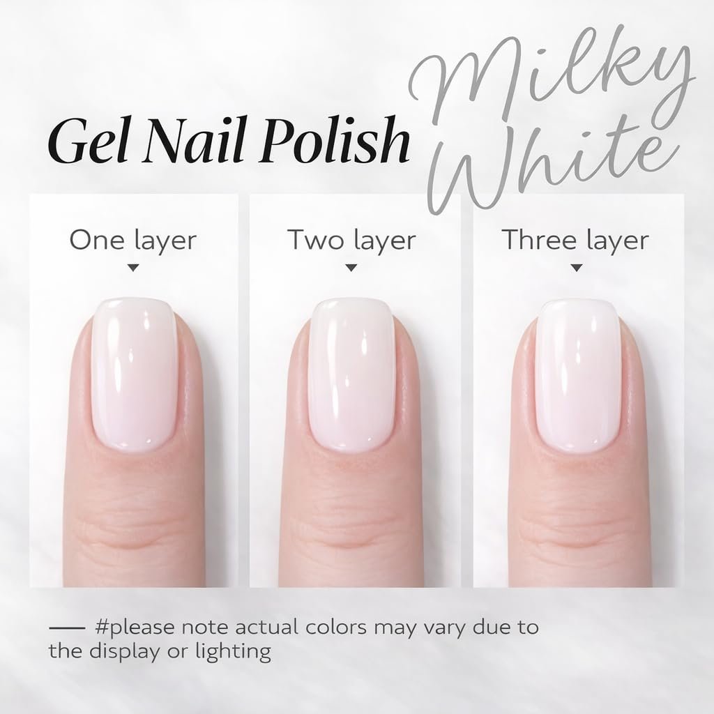 AZUREBEAUTY Milky White Gel Nail Polish 18ML - Sheer Jelly Translucent White Soak Off UV/LED, Self-Leveling & Long Lasting for French Manicure & Natural Nail Look Avelisse