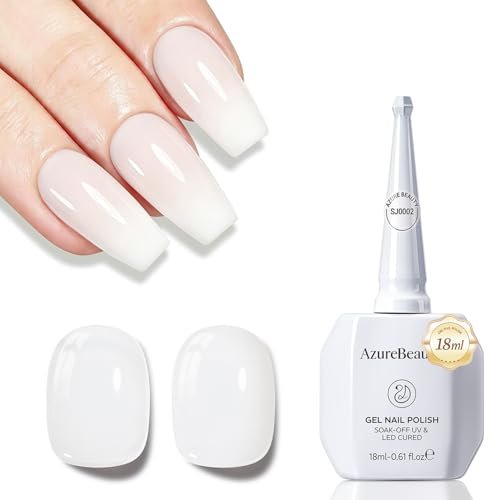 AZUREBEAUTY Milky White Gel Nail Polish 18ML - Sheer Jelly Translucent White Soak Off UV/LED, Self-Leveling & Long Lasting for French Manicure & Natural Nail Look Avelisse