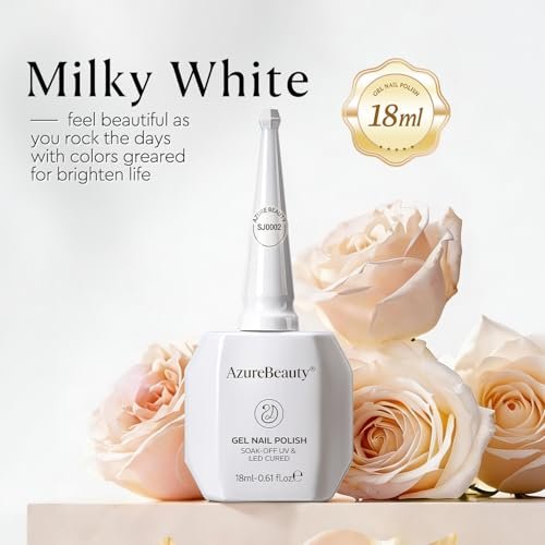 AZUREBEAUTY Milky White Gel Nail Polish 18ML - Sheer Jelly Translucent White Soak Off UV/LED, Self-Leveling & Long Lasting for French Manicure & Natural Nail Look Avelisse
