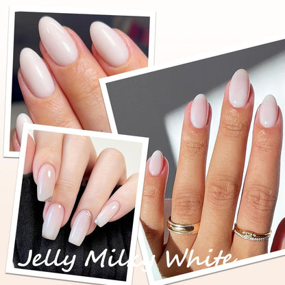 AZUREBEAUTY Milky White Gel Nail Polish 18ML - Sheer Jelly Translucent White Soak Off UV/LED, Self-Leveling & Long Lasting for French Manicure & Natural Nail Look Avelisse