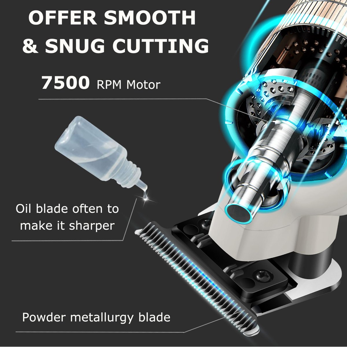 KEMEI 2299 Professional Cordless Beard & Hair Trimmer for Men, Zero Gapped Hair Clippers, Stainless Steel, Gray Avelisse
