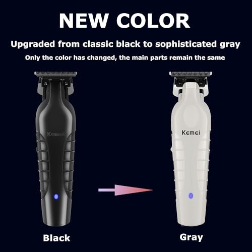 KEMEI 2299 Professional Cordless Beard & Hair Trimmer for Men, Zero Gapped Hair Clippers, Stainless Steel, Gray Avelisse