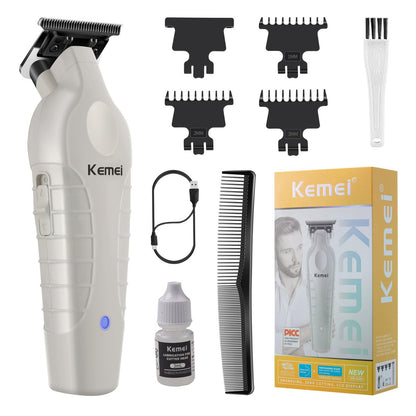 KEMEI 2299 Professional Cordless Beard & Hair Trimmer for Men, Zero Gapped Hair Clippers, Stainless Steel, Gray Avelisse