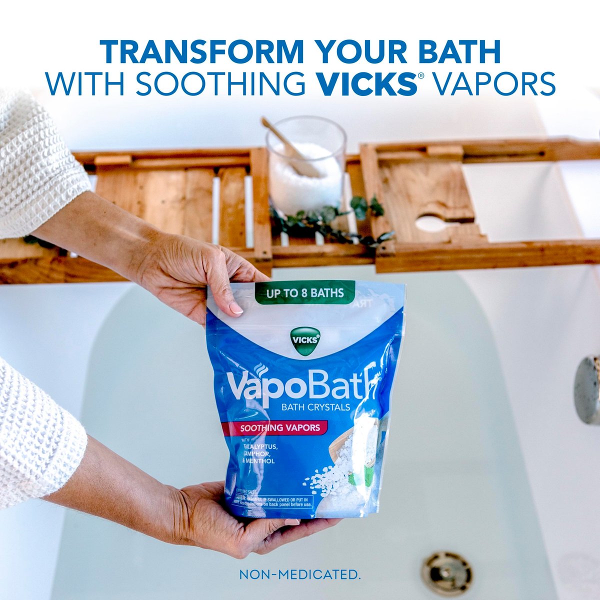 Vicks VapoBath Soothing Non-Medicated Bath Crystals with Eucalyptus & Menthol, 24 oz Avelisse