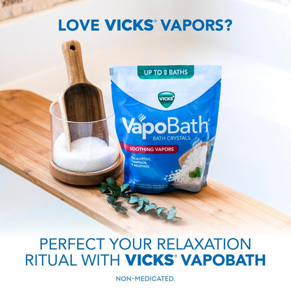Vicks VapoBath Soothing Non-Medicated Bath Crystals with Eucalyptus & Menthol, 24 oz Avelisse