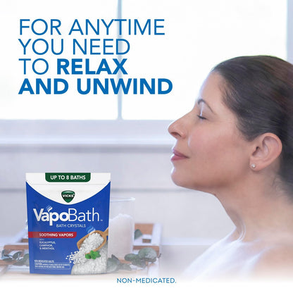 Vicks VapoBath Soothing Non-Medicated Bath Crystals with Eucalyptus & Menthol, 24 oz Avelisse