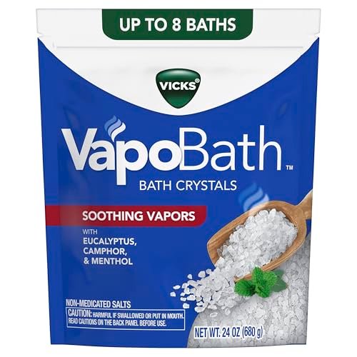 Vicks VapoBath Soothing Non-Medicated Bath Crystals with Eucalyptus & Menthol, 24 oz Avelisse