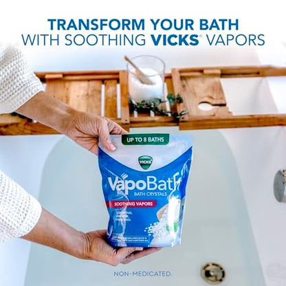 Vicks VapoBath Soothing Non-Medicated Bath Crystals with Eucalyptus & Menthol, 24 oz Avelisse