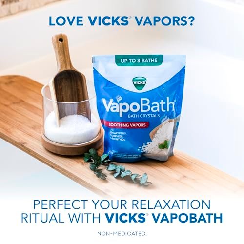 Vicks VapoBath Soothing Non-Medicated Bath Crystals with Eucalyptus & Menthol, 24 oz Avelisse