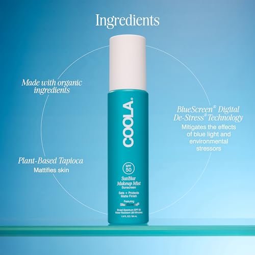 COOLA SunBlur Makeup Mist Sunscreen SPF 50 - Matte Setting Spray, 1.9 Fl Oz Avelisse