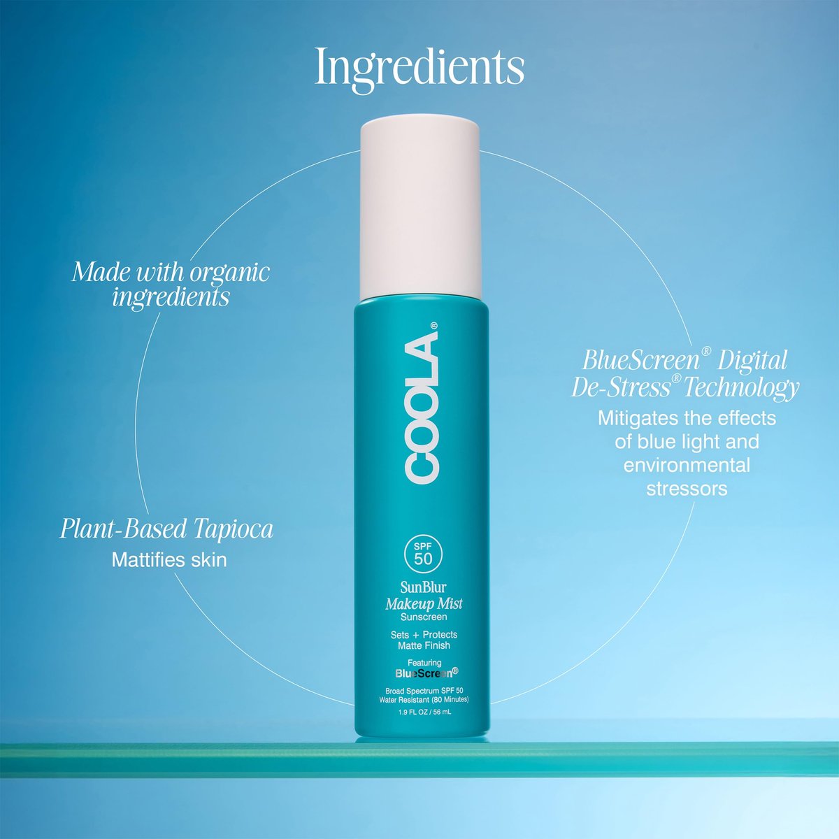 COOLA SunBlur Makeup Mist Sunscreen SPF 50 - Matte Setting Spray, 1.9 Fl Oz Avelisse