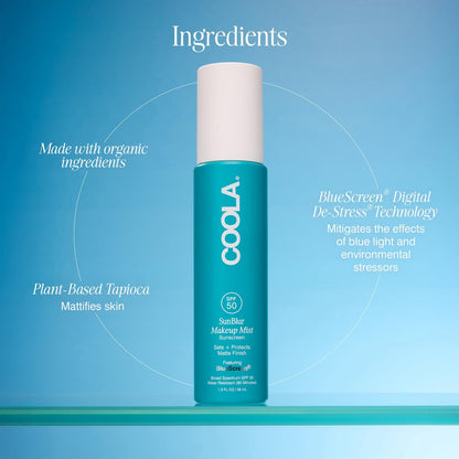 COOLA SunBlur Makeup Mist Sunscreen SPF 50 - Matte Setting Spray, 1.9 Fl Oz Avelisse