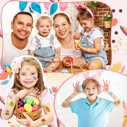 Konsait 80 Pcs Easter Temporary Tattoos – Bunny & Egg Tattoo Stickers for Kids, Easter Basket Fillers, Party Favors & Supplies