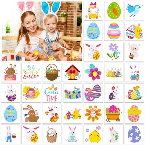 Konsait 80 Pcs Easter Temporary Tattoos – Bunny & Egg Tattoo Stickers for Kids, Easter Basket Fillers, Party Favors & Supplies - görsel 6