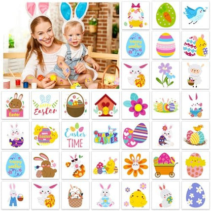 Konsait 80 Pcs Easter Temporary Tattoos – Bunny & Egg Tattoo Stickers for Kids, Easter Basket Fillers, Party Favors & Supplies
