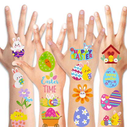Konsait 80 Pcs Easter Temporary Tattoos – Bunny & Egg Tattoo Stickers for Kids, Easter Basket Fillers, Party Favors & Supplies