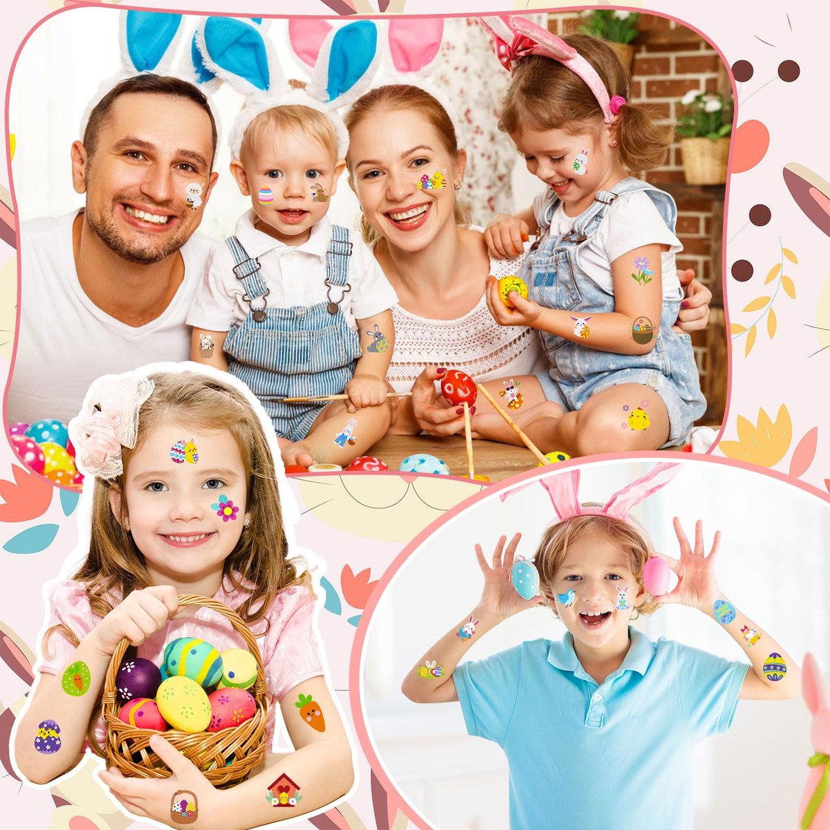 Konsait 80 Pcs Easter Temporary Tattoos – Bunny & Egg Tattoo Stickers for Kids, Easter Basket Fillers, Party Favors & Supplies - görsel 11