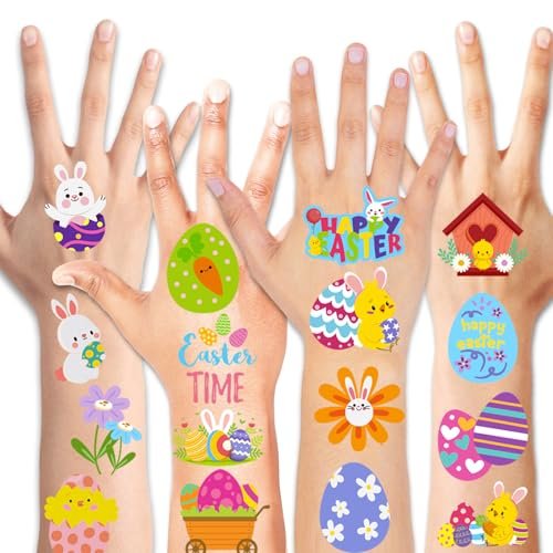 Konsait 80 Pcs Easter Temporary Tattoos – Bunny & Egg Tattoo Stickers for Kids, Easter Basket Fillers, Party Favors & Supplies - görsel 4