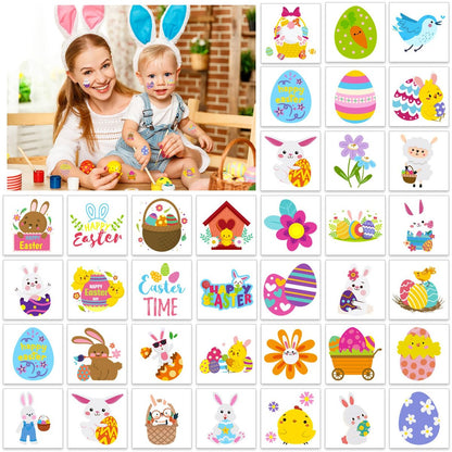 Konsait 80 Pcs Easter Temporary Tattoos – Bunny & Egg Tattoo Stickers for Kids, Easter Basket Fillers, Party Favors & Supplies