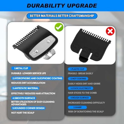 2 Pack Replacement Metal Guide Combs for Wahl Clipper Guards - 1/16" (1.5 mm) Precision Attachment, Black