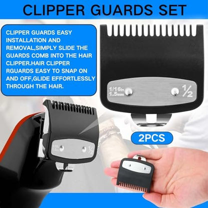 2 Pack Replacement Metal Guide Combs for Wahl Clipper Guards - 1/16" (1.5 mm) Precision Attachment, Black