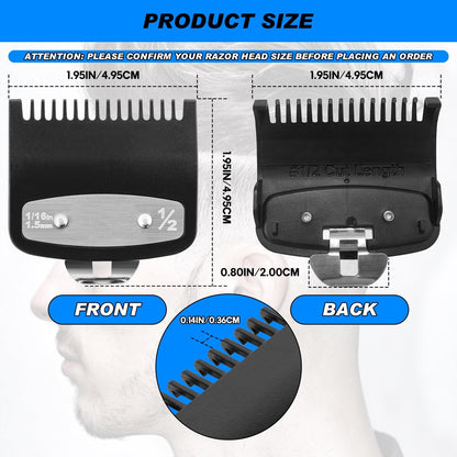 2 Pack Replacement Metal Guide Combs for Wahl Clipper Guards - 1/16" (1.5 mm) Precision Attachment, Black