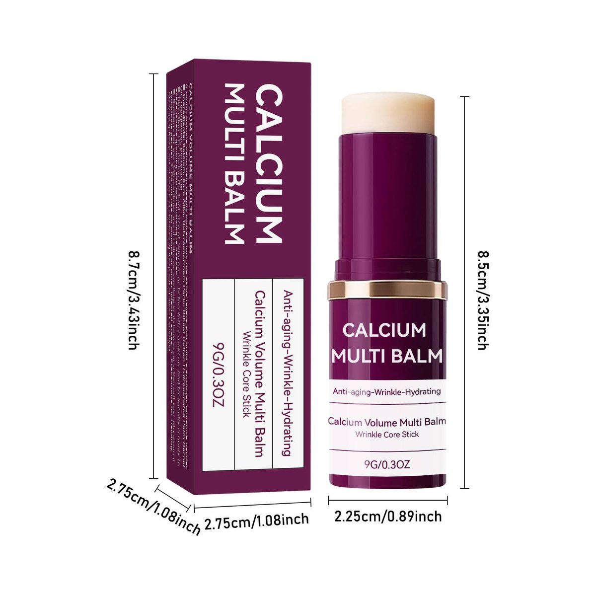 LFuTPm Calcium Volume Multi Balm (2pcs) - Anti-Wrinkle Stick with Collagen, Korean Formula, Moisturizes & Firms Skin, Reduces Fine Lines for Eye, Neck and Face Care Avelisse