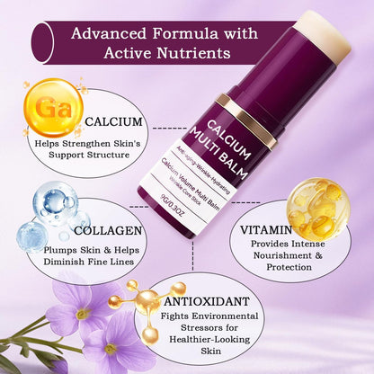 LFuTPm Calcium Volume Multi Balm (2pcs) - Anti-Wrinkle Stick with Collagen, Korean Formula, Moisturizes & Firms Skin, Reduces Fine Lines for Eye, Neck and Face Care Avelisse