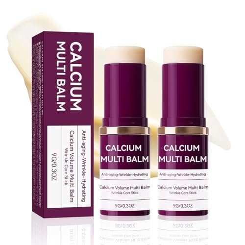 LFuTPm Calcium Volume Multi Balm (2pcs) - Anti-Wrinkle Stick with Collagen, Korean Formula, Moisturizes & Firms Skin, Reduces Fine Lines for Eye, Neck and Face Care Avelisse