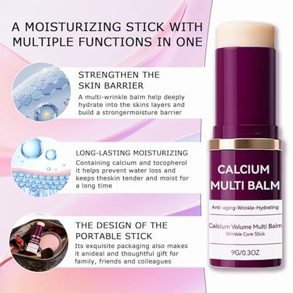 LFuTPm Calcium Volume Multi Balm (2pcs) - Anti-Wrinkle Stick with Collagen, Korean Formula, Moisturizes & Firms Skin, Reduces Fine Lines for Eye, Neck and Face Care Avelisse