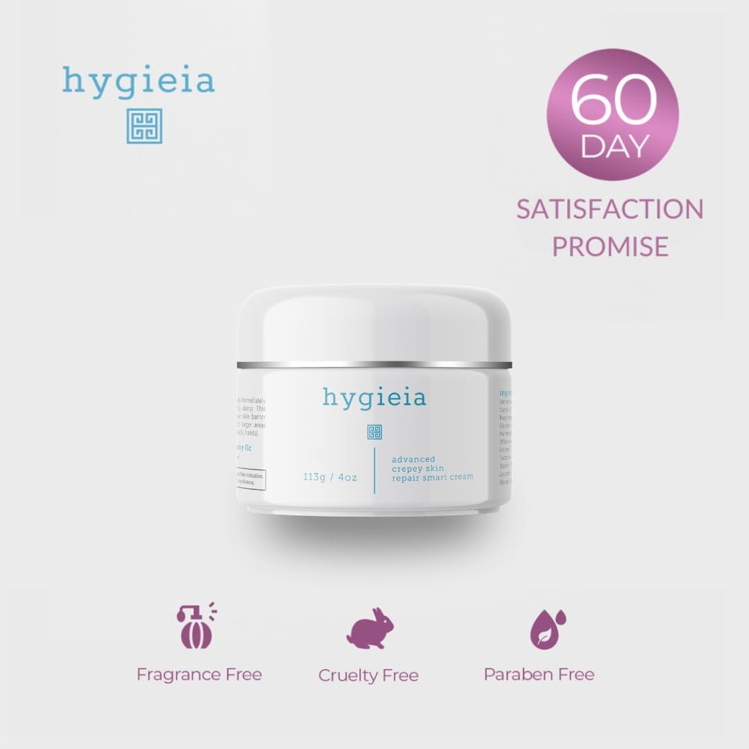 Hygieia + Advanced Crepey Skin Repair Smart Cream – Liposomal Lotion for Arms, Neck & Body – Bio-Active Idebenone, Squalene, Collagen, Retinol & Hyaluronic Acid – Wrinkle & Loose Skin Corrector, 4 oz Avelisse