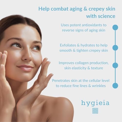 Hygieia + Advanced Crepey Skin Repair Smart Cream – Liposomal Lotion for Arms, Neck & Body – Bio-Active Idebenone, Squalene, Collagen, Retinol & Hyaluronic Acid – Wrinkle & Loose Skin Corrector, 4 oz Avelisse