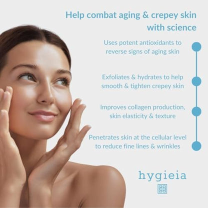 Hygieia + Advanced Crepey Skin Repair Smart Cream – Liposomal Lotion for Arms, Neck & Body – Bio-Active Idebenone, Squalene, Collagen, Retinol & Hyaluronic Acid – Wrinkle & Loose Skin Corrector, 4 oz Avelisse