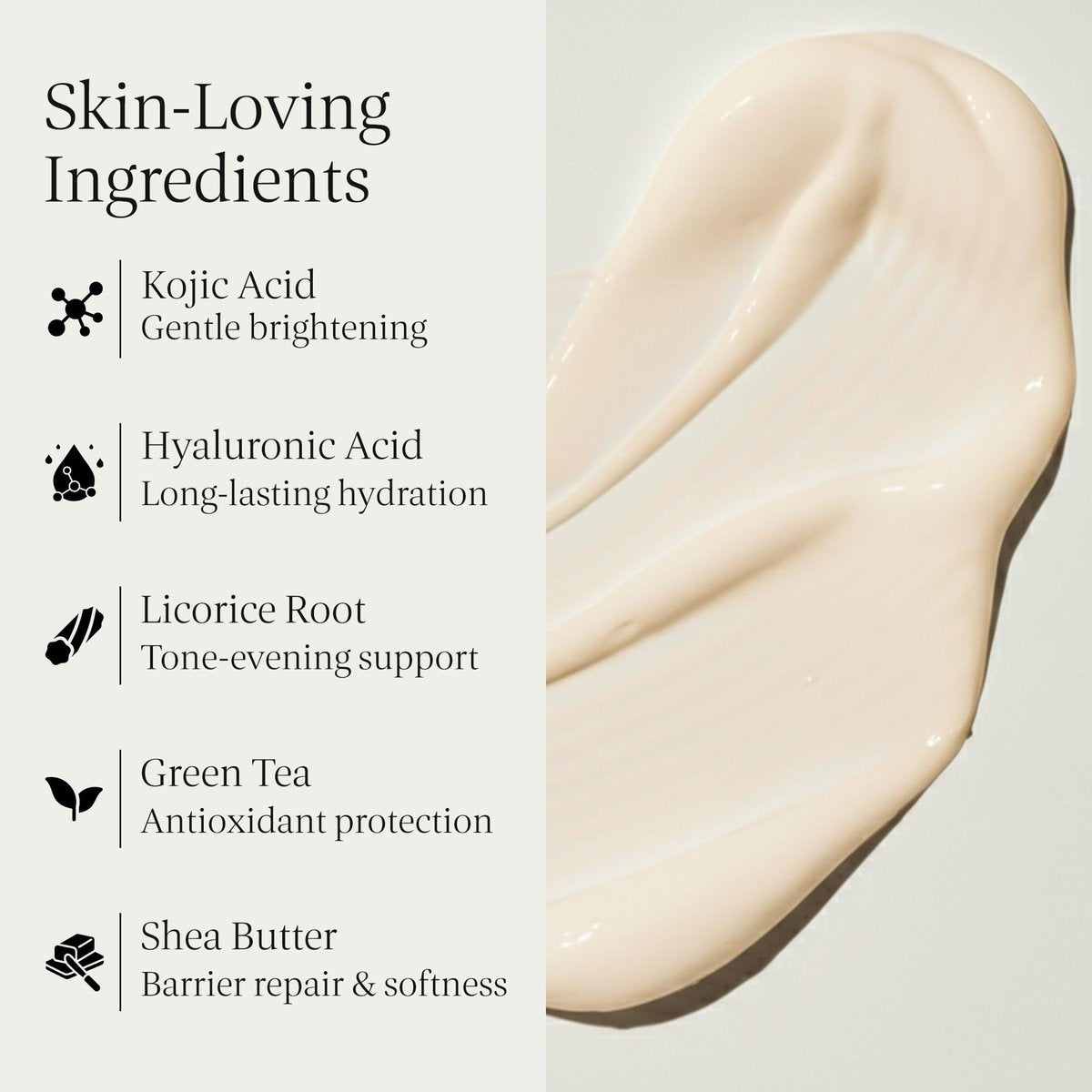 LEVOIRE SKIN Kojic Acid and Hyaluronic Acid Face Cream - Hydrating Brightening Moisturizer & Dark Spot Remover for Glowing Skin - with Aloe, Shea Butter & Licorice Root, Vegan, 2 oz - görsel 3